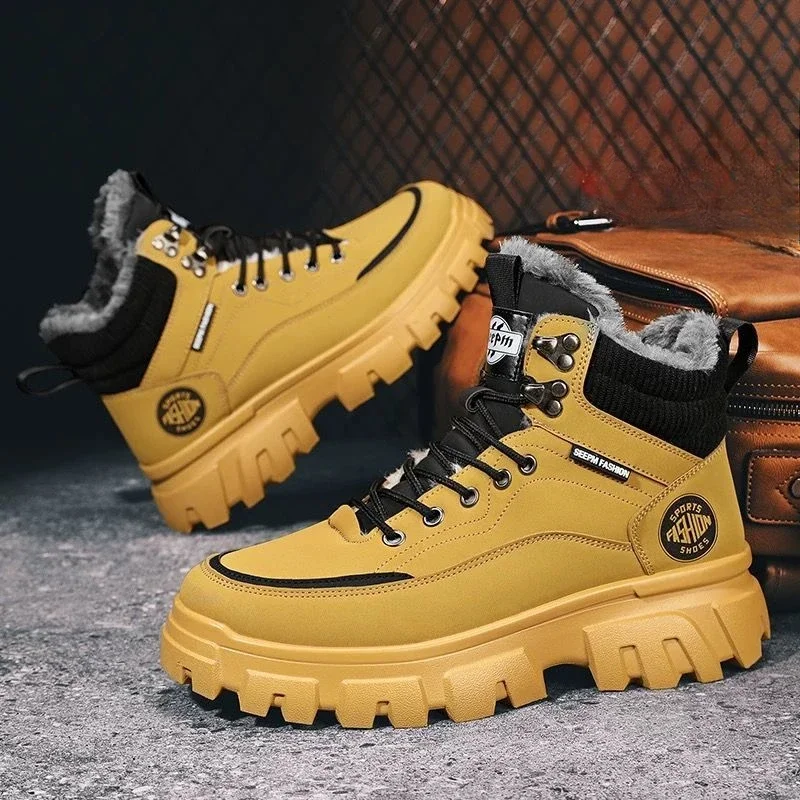 Warm Cold Proof Snow Boots for Men Outdoor Hiking High Top Winter Shoes Man Anti Slip Offer Sale Original Deals Waterproof Fur