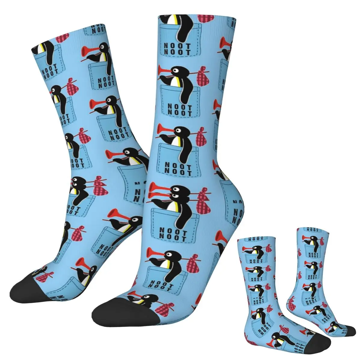 

Angry Pingu Noot Noot Pocket Official Merch Socks Harajuku Super Soft Stockings All Season Long Socks for Unisex Christmas Gifts