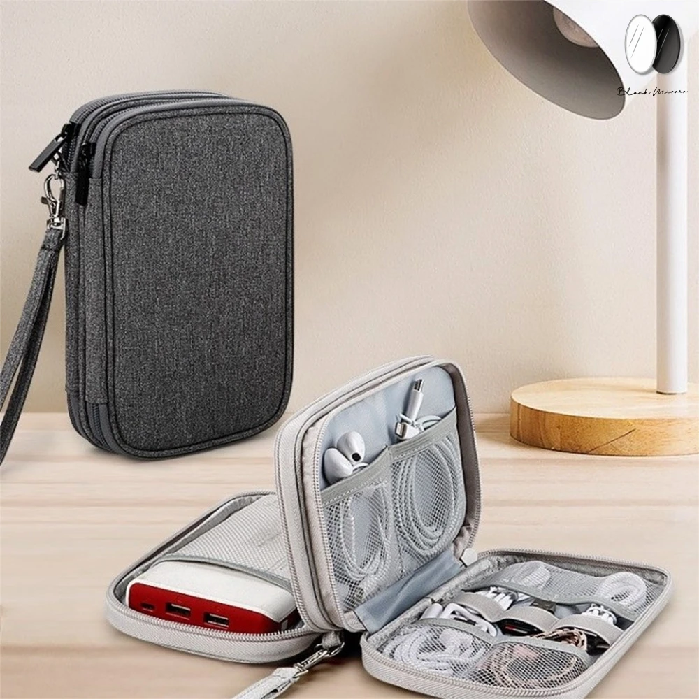 Portátil Impermeável Acessórios Eletrônicos Bolsa de Transporte, Travel Organizer, Camadas Duplas, All-in-One Sacos de Armazenamento para Cabos e Fios