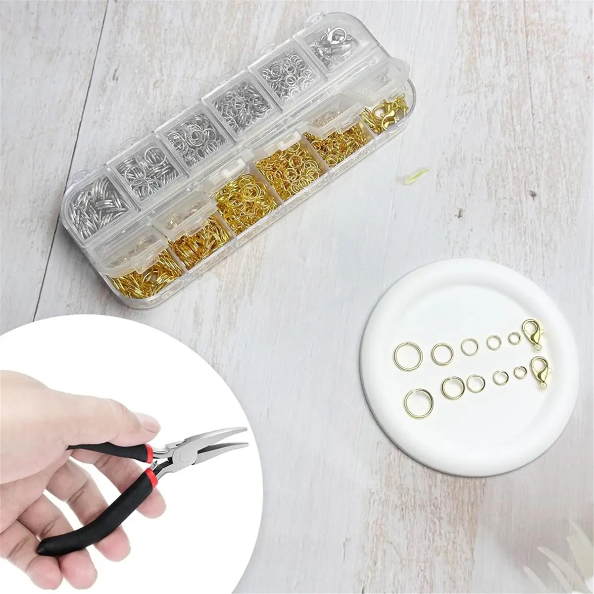 

618 Mega Sale 1200 Pcs Jewelry Making Kit with Pliers, Tweezers, and Clasps for DIY Crafts