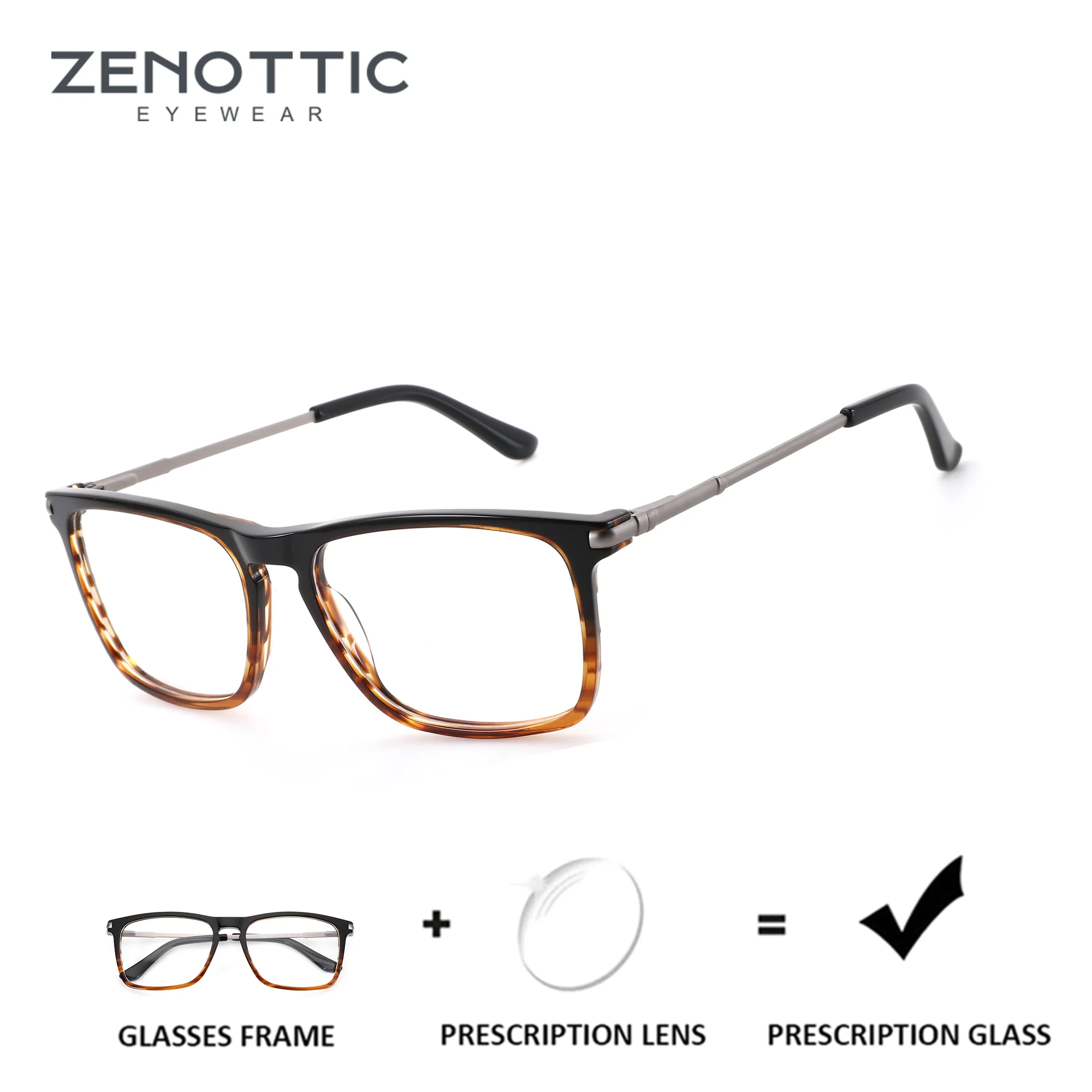 

ZENOTTIC (размер M) модные квадратные ацетатные очки по рецепту для мужчин, мультифокальные фотохромные оптические очки, очки для коррекции близорукости