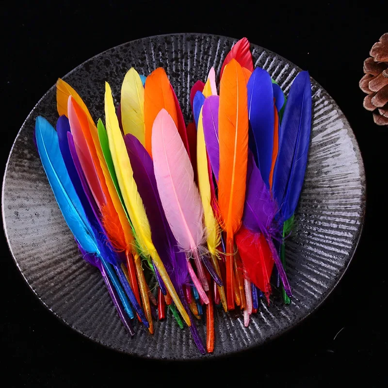 10-15CM Knife Goose Feather Mixed Color Feathers For Crafts DIY Dreamcatcher Handmade Jewelry Garment Accessories