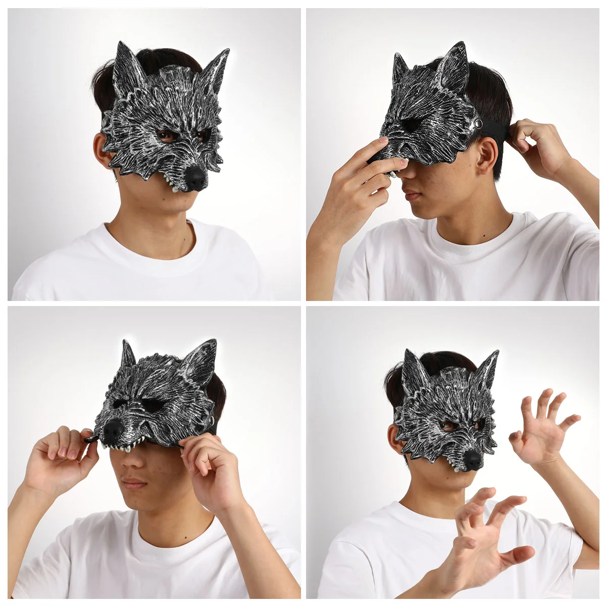 NUOLUX Grey Wolf Head Mask Fancy Dress Party Props for Cosplay Halloween Masquerade Grey wolf mask Masquerade mask