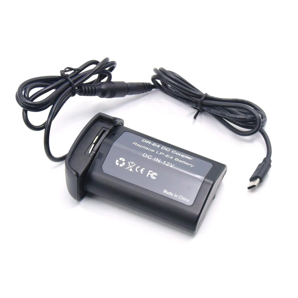 Acoplador de CC DR-E4/E19, batería falsa + USB tipo C PD, Cable de Banco de energía de 12V para Canon EOS, 1D, C, 1D, X, 1D, Mark III, IV, 1Ds, Mark III