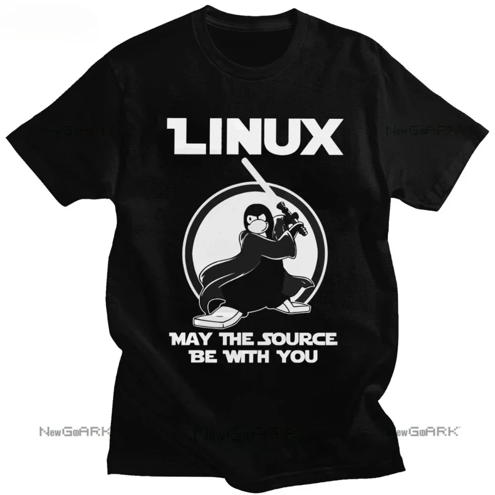 

Забавная футболка Linux, Мужская футболка с надписью May The Source Be With You, программирующая футболка для компьютера, футболка Geek Nerd с коротким рукавом