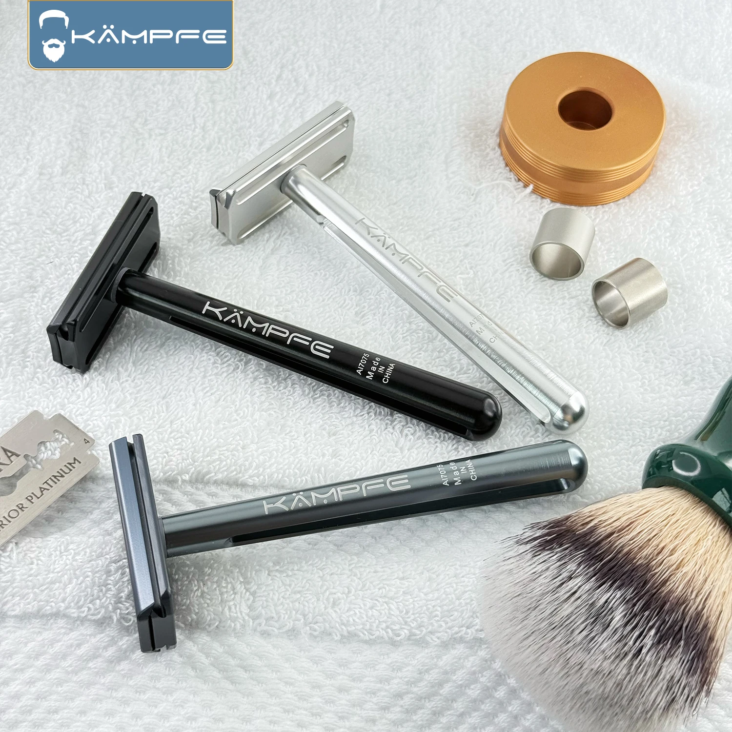 KAMPFE AL7075 Aluminum CNC machining Double Edge Closed comb safety manual shaver gift for men
