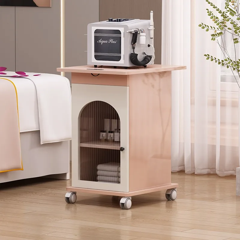 Solid Wood Spa Beauty Cart for Facial Equipment Salon Organizer Professional Skin Care Tool Storage Treatment Station Trolley