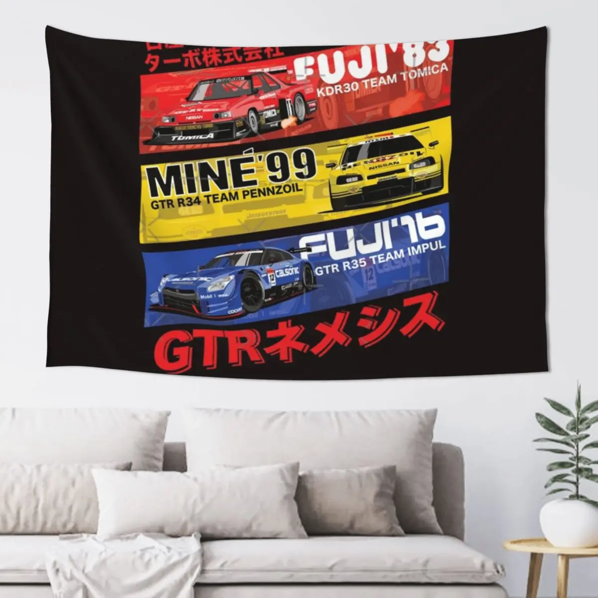 

Nissan GTR History Tapestry Home Supplies Decoration For Bedroom Luxury Living Room Decoration Aesthetic Decoration Tapestry