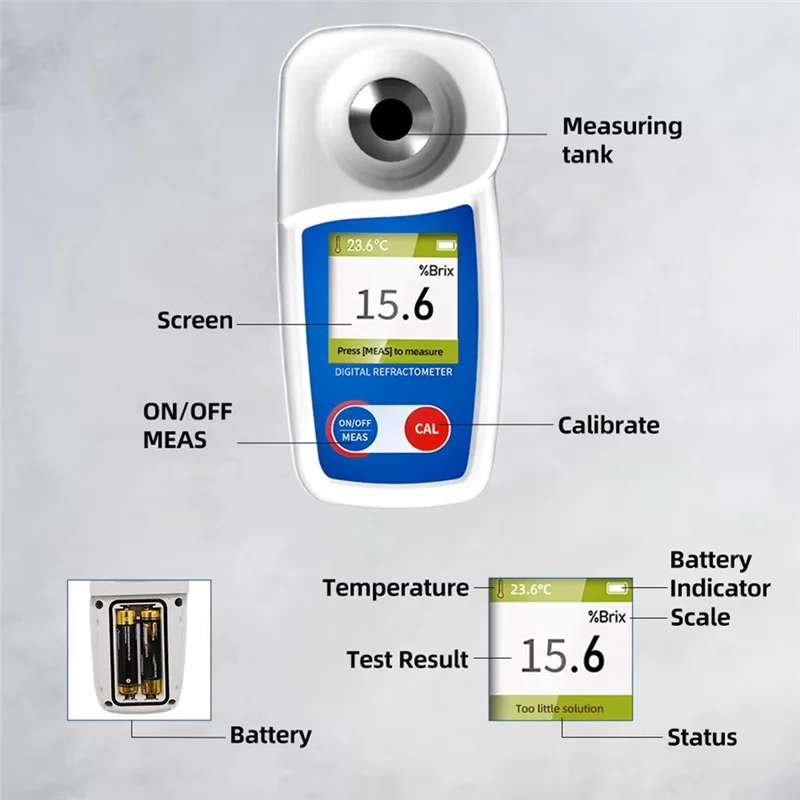 

A03F-Sugar Content Tester Digital Refractometer 0-35% Sugar Content Test Sugary Drink Beverage Fruit Juice