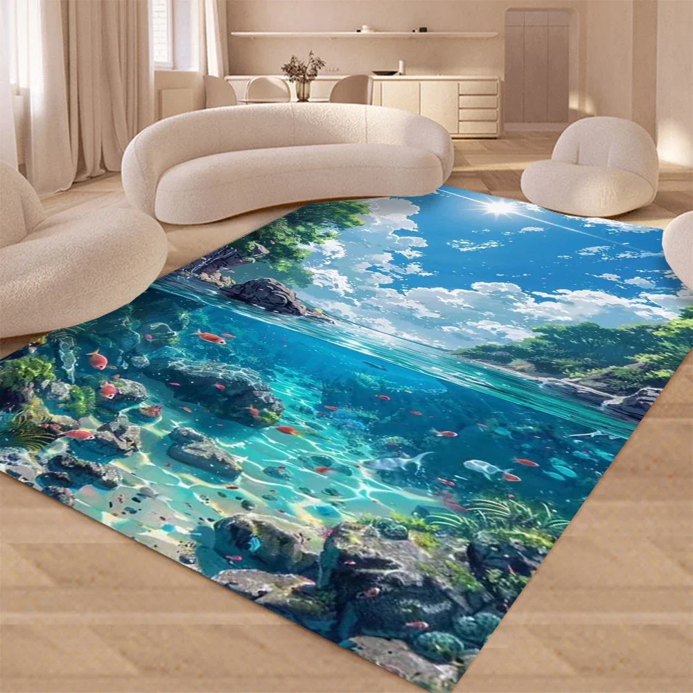 

Summer Beach Waves Carpet Rug for Home Living Room Bedroom Sofa Doormat Decor,kids Game Area Rug Floor Mat Gift