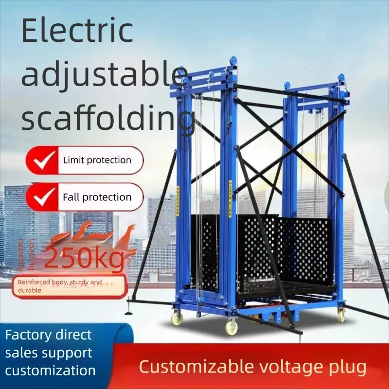 倉庫や設置用の作業台機能付き自動電動昇降プラットフォームリモコン式足場リフト