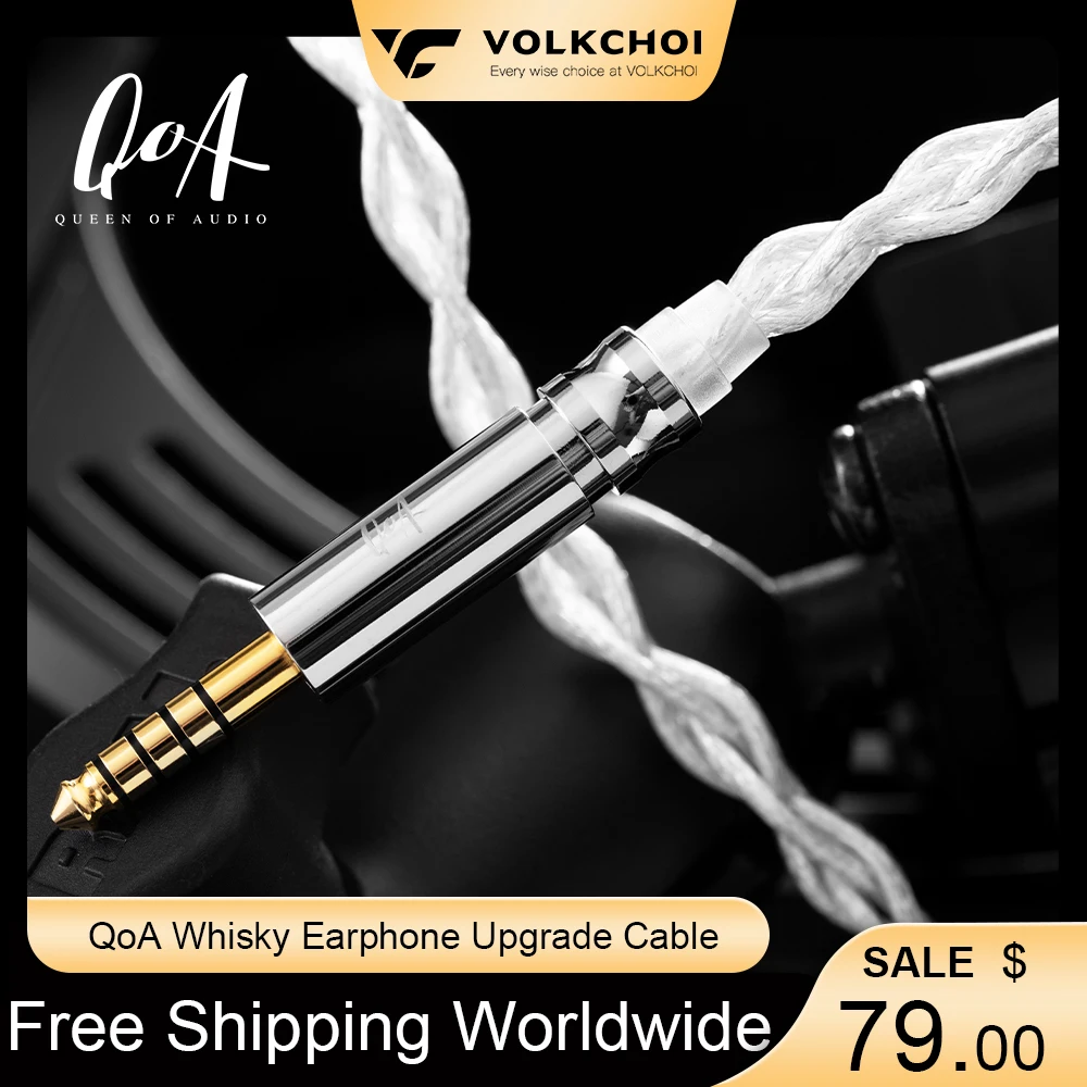 

QoA Whisky Earphone Cable 5N OCC Alloy Copper Silver Plated Modular Earbuds Upgrade Cable 2Pin/MMCX Connector 3.5mm+4.4mm Plug