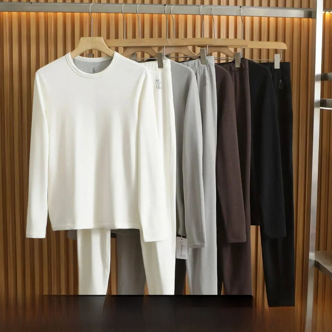 

Комплект мужской термобелья с быстрым нагревом и поддержанием постоянной температуры: лонгслив и брюки, круглый вырез, цветной