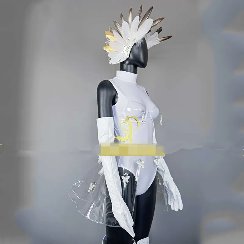 Female Stage Costume Gogo Dancer Clothing Party Nightclub Performance Outfits Carnival Drag Queen Outfit White Bodysuit yj609