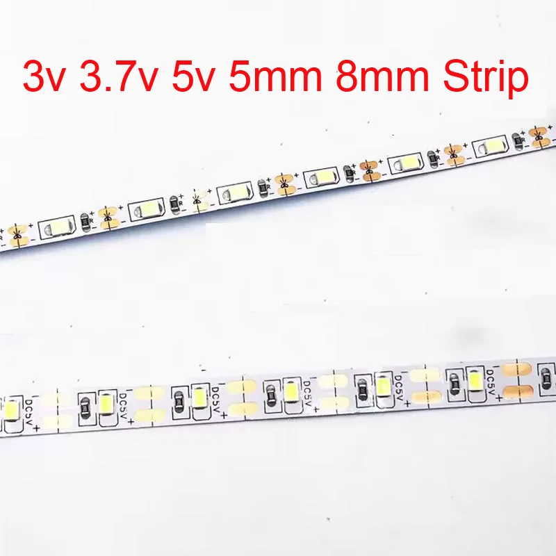 

5m 3v 3.7v 5v 12v 8mm LED Strip Low Wattag Flexible Strip 3000k 6000k Red Green Blue Picture Gift Box Paint Mirror Backlight