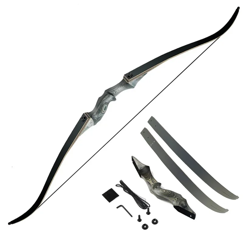 60inch 30-60lbs Archery Recurve Bow Black Hunter Bow Lamination Bow Limbs Right /Left Hand Outdoor Sports Hunting Accessories