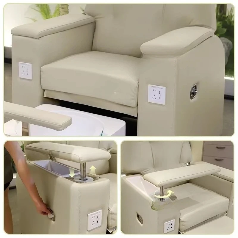 Electric Spa & Beauty Chair: Multi-Functional Recliner with Integrated Foot Bath and Dedicated Eyelash Service Station