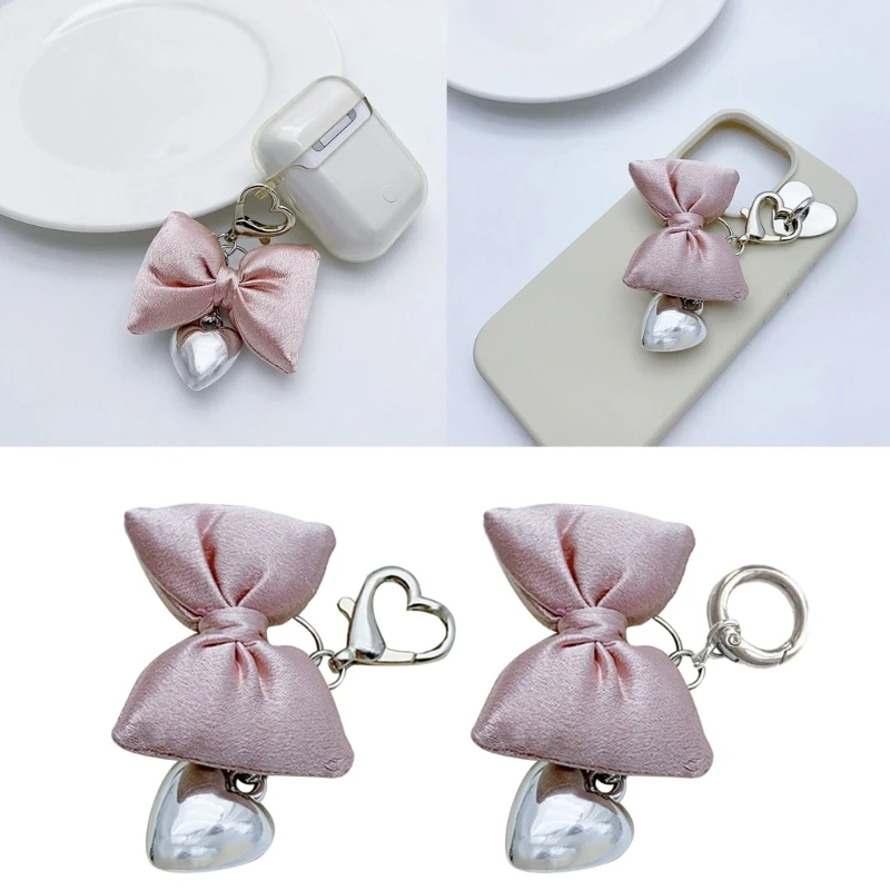 Pink Bowknot Keychain Durable Craftsmanship Keyring Convenient Mobile Phone Accessory Pendant for Keys Bags Backpack