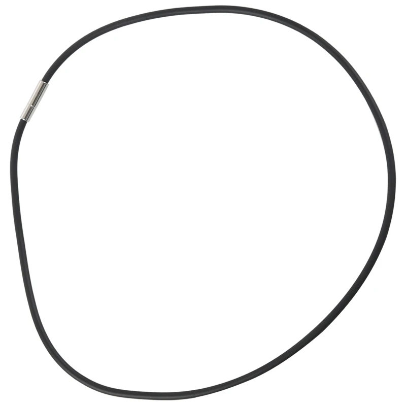 2X 3Mm Black Rubber Cord Necklace With Stainless Steel Closure - 18 Inch