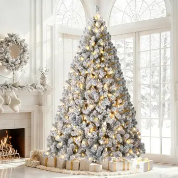 6FT Pre-Lit Snow Flocked Christmas Tree 1