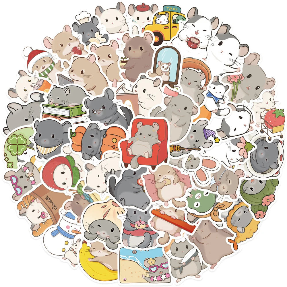 10/30/50pcs Kawaii Grigio Cincillà Del Fumetto Adesivi Carino Sudamericano Chipmunk Adesivo FAI DA TE Telefono Bagagli Scrapbook Decalcomanie giocattolo