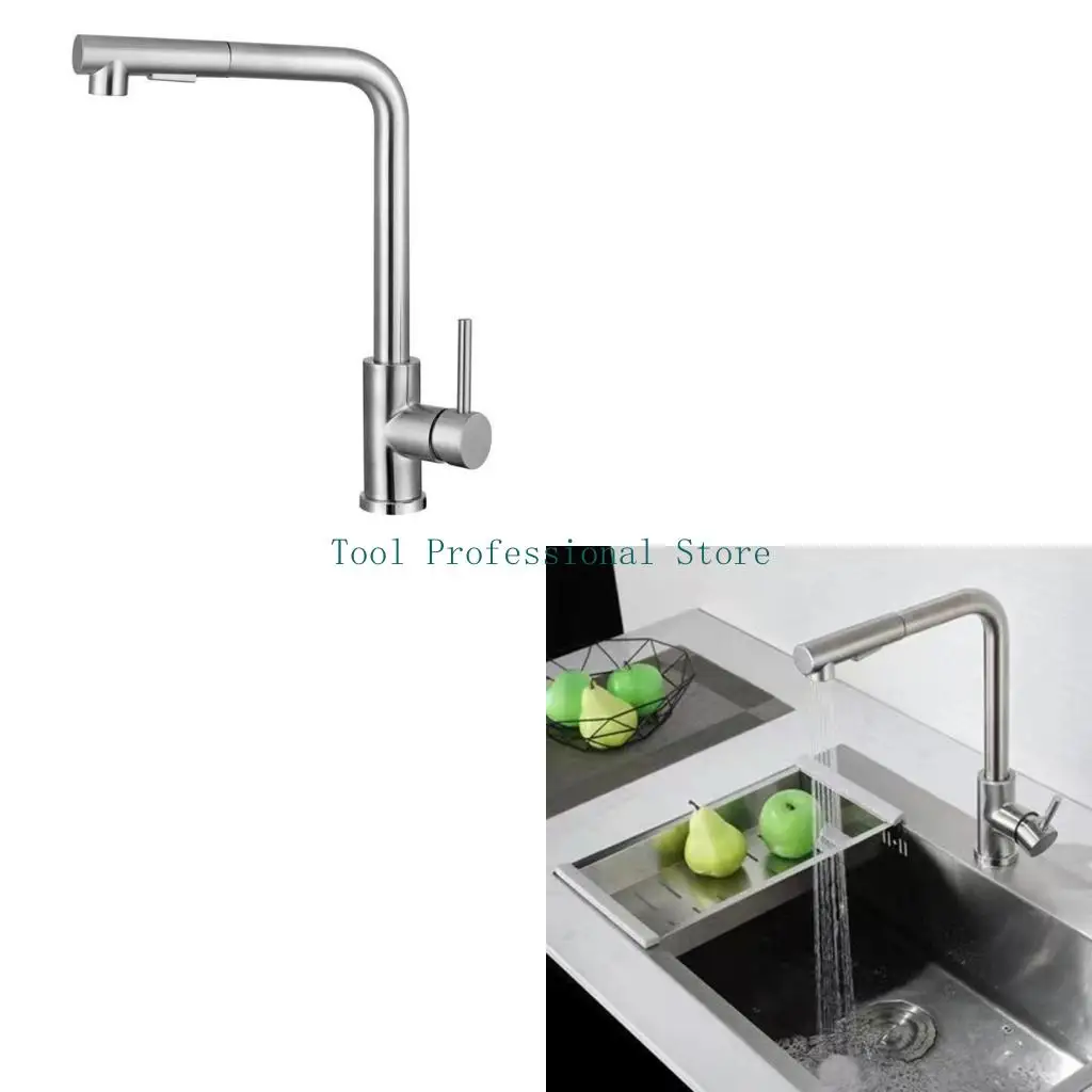 

57QF Kitchen Tap with Rotating Head Wall Mounted Kitchen Tap Wall Fitting Sink Tap Single Levers Tap Simple Installation