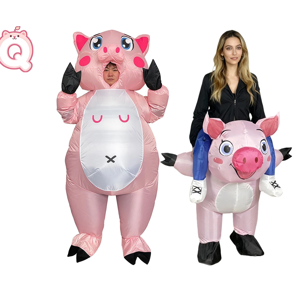 

Надувной костюм розовой свиньи для Хэллоуина, забавный наряд для свадебных игр, косплей-реквизит, одежда для дня рождения, мультяшный костюм-кукла