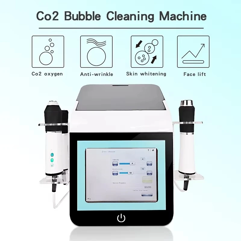 

Portable 3 in 1 CO2 Oxygen Bubble With UV Sterilize The Handle RF Ultrasonic Skin Care Face Exfoliate Anti-aging Beauty Machine