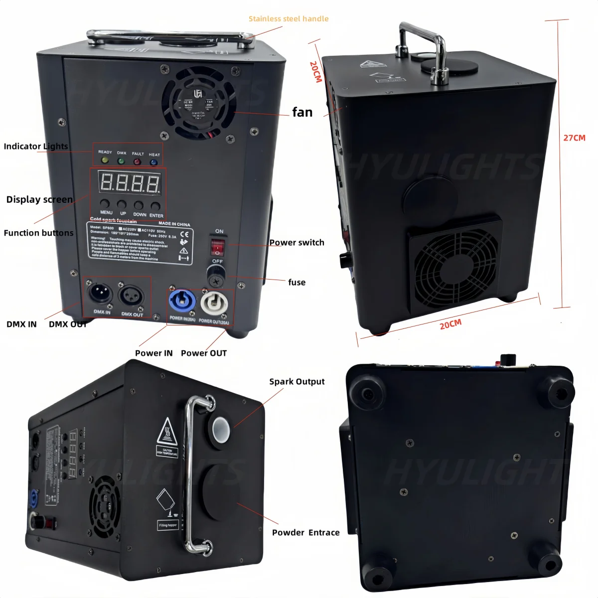 4 قطعة/الوحدة 700 واط آلة شرارة الباردة DMX512 ديسكو المرحلة المعدات الباردة سباركلرز لحفل الزفاف الحدث الكنيسة DJ نادي