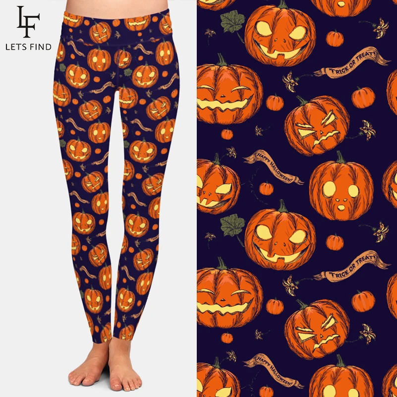 LETSFIND Sexy New Women's Legging Ghost Skull Pumpkin Design Digital Print Pants High Waist Fitness Leggings