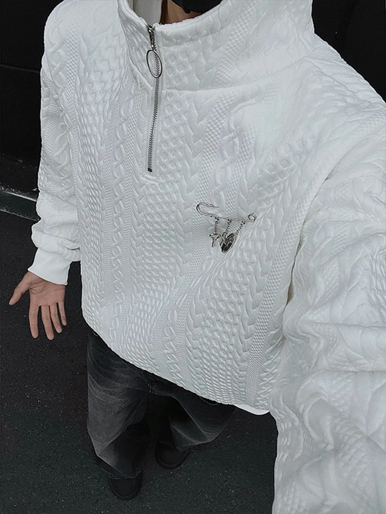 

Men's Hoodie Sweatirt Thiened Fce f Zipper Linen Texture Autumn Winter New Sle Casual Faion Outerwear Coat