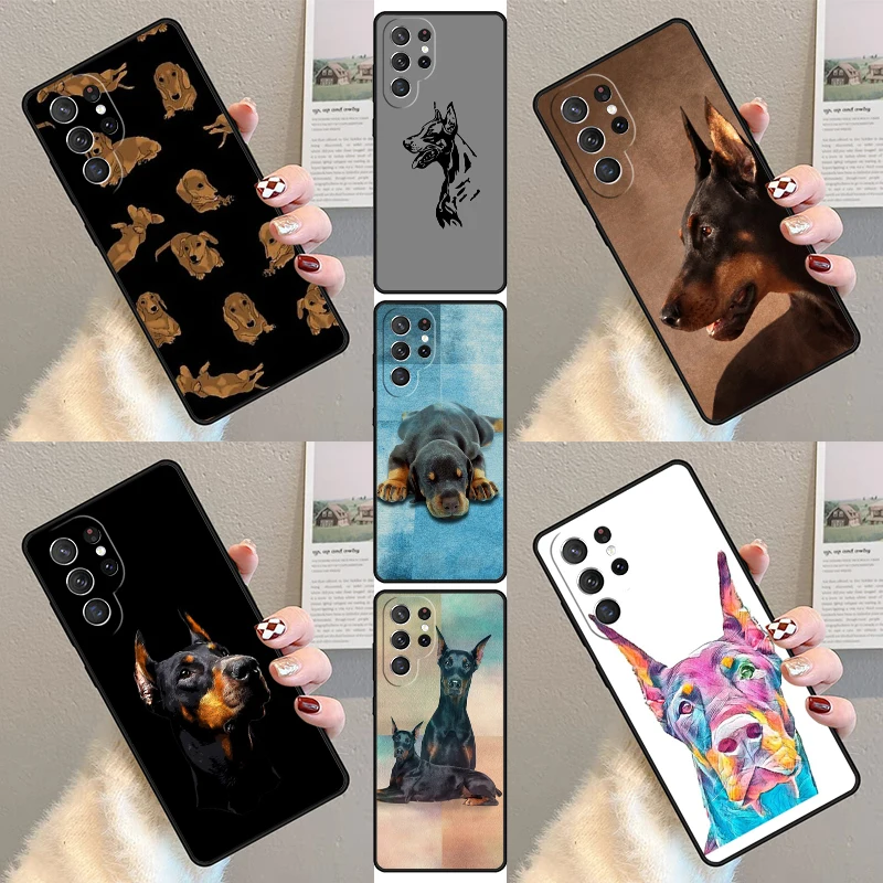 Dachshund Doberman Dog Phone Case For Samsung Galaxy S23 S21 S20 FE S24 S22 Ultra Note20 S10 S9 S8 Plus Silicone Cover