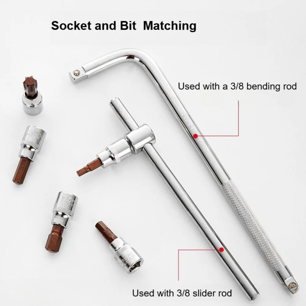 3/8 Zoll Antrieb Sechskant-Steckschlüssel-Bits Torx-Schraubendreher-Bits Schraubenschlüssel-Adapter H3 H4 H5 H6 H8 H10 T30 T40 T50 T55 Werkzeugteile – Detail 4