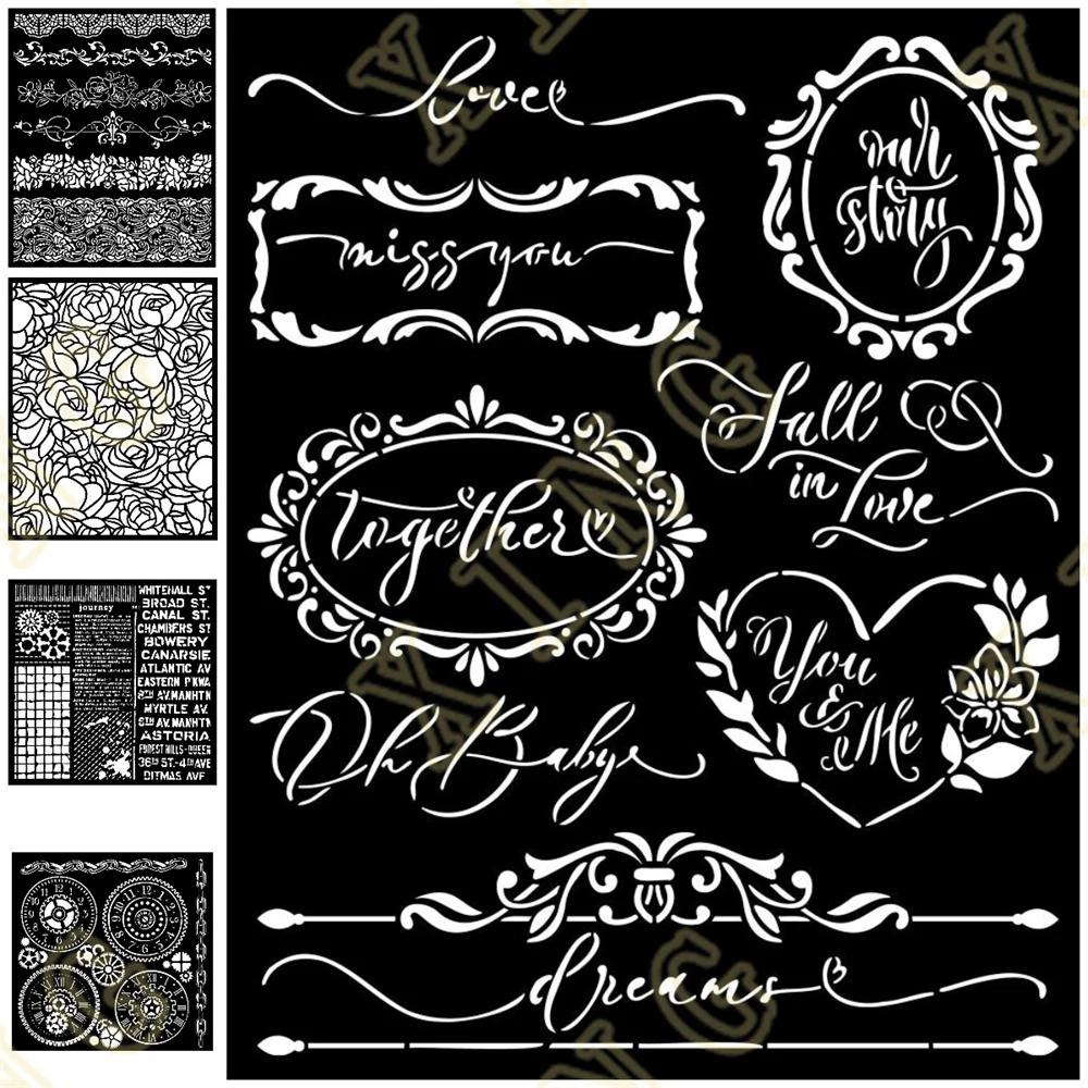 

New Forever Borders Gears DIY Embossing Paper Card Template Craft Layering Stencils For Walls Painting Scrapbooking Stamp Album