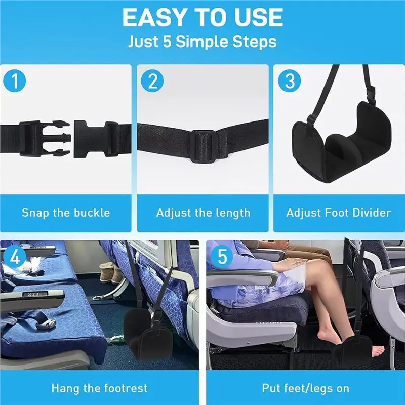 ABKO-Flugzeug-Fußstütze, Fußhängematte mit ergonomischem, abnehmbarem Fußteiler-Design, für Reisen