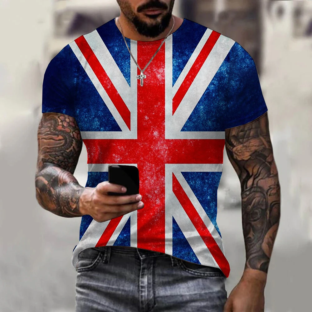 British Flag T-Shirts UK United Kingdom 3D Print Men Women Vintage Casual Oversized Short Sleeve T Shirt Kids Tees Tops Clothing