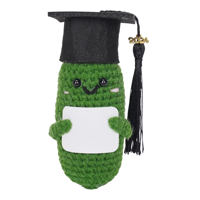 

Hand-Hooking Cute Plush Dolls, Cute Knit Plush Doll Decoration, Doctoral Hat Cucumber 2024 Pendant