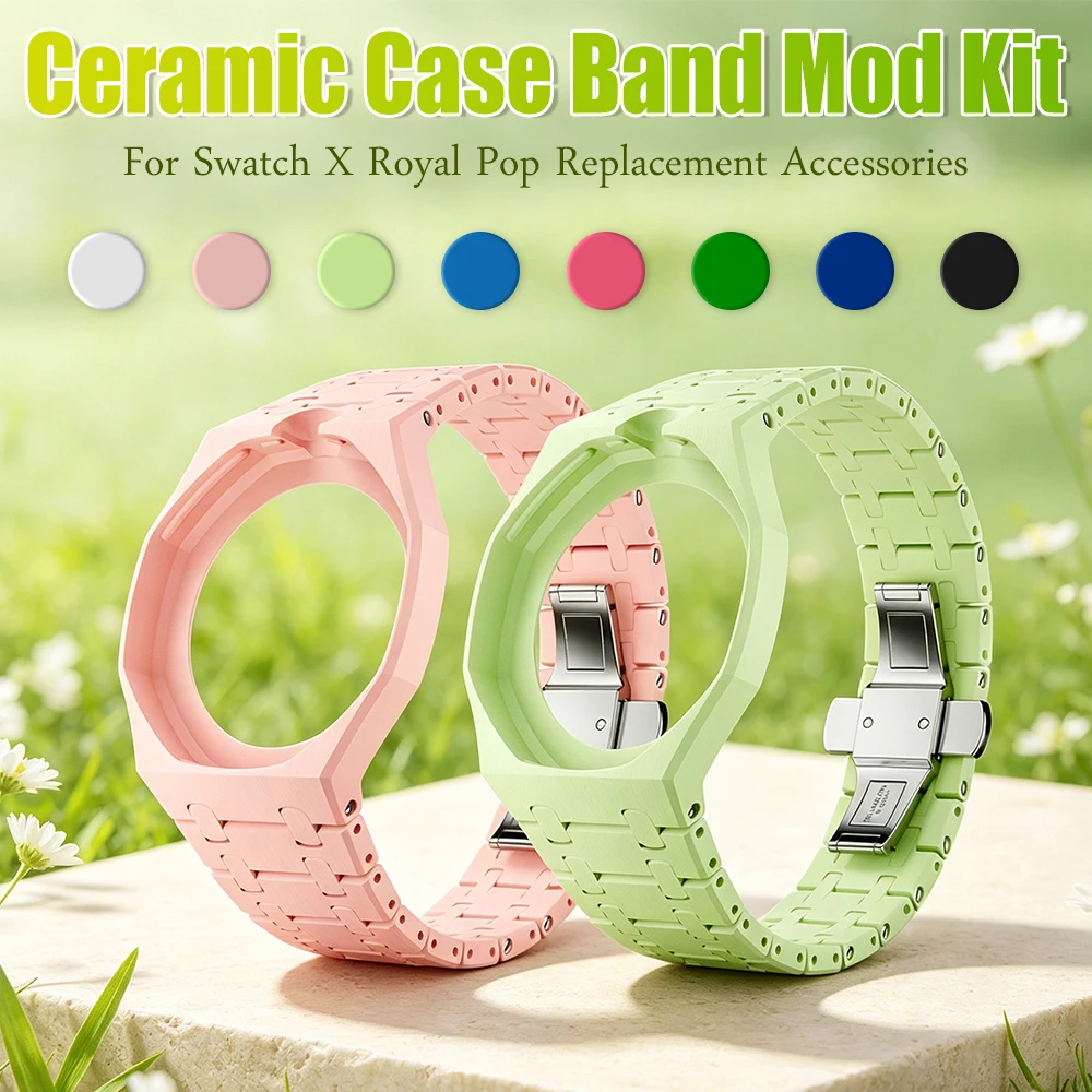 Ceramic Watch Band For Swatch x AP Royal POP Strap Case Bioceramics Modification Kit Integrated Change To Wristwatch Accessories