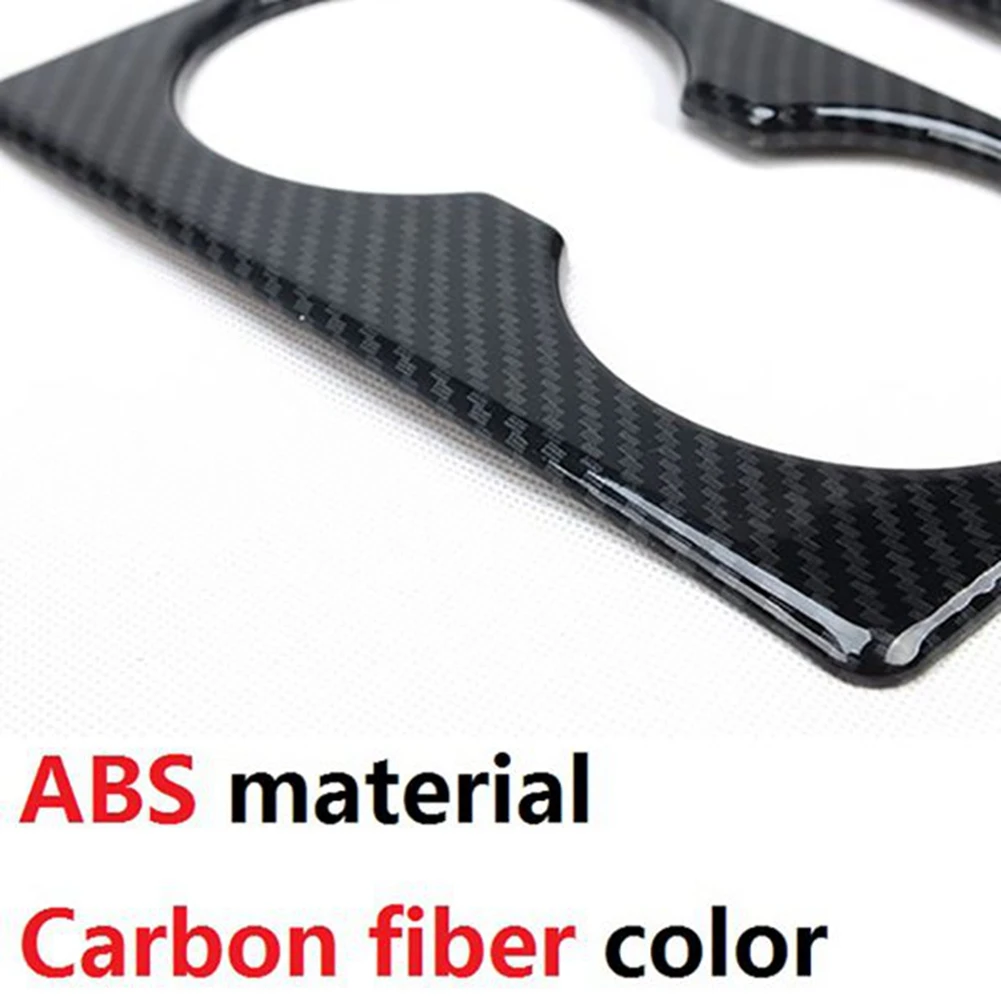 2Pcs Carbon Fiber Center Console Gear Shift Panel Water Cup Holder Cover Trim Stickers for Mitsubishi Pajero 2007-2019