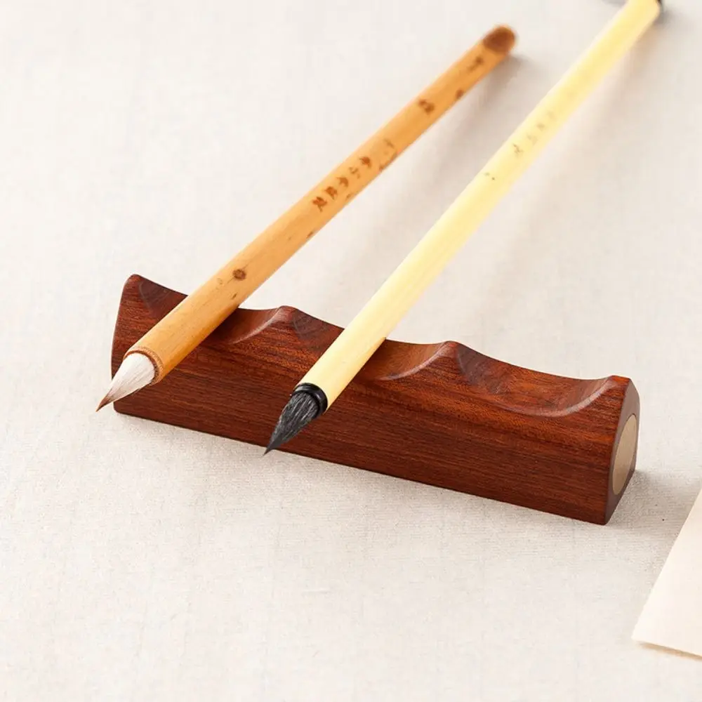 Creative Calligraphy Pen Holder Durable Chinese Wooden Desk Pen Stand Portable Practical Wooden Pen Rack Art Accessories