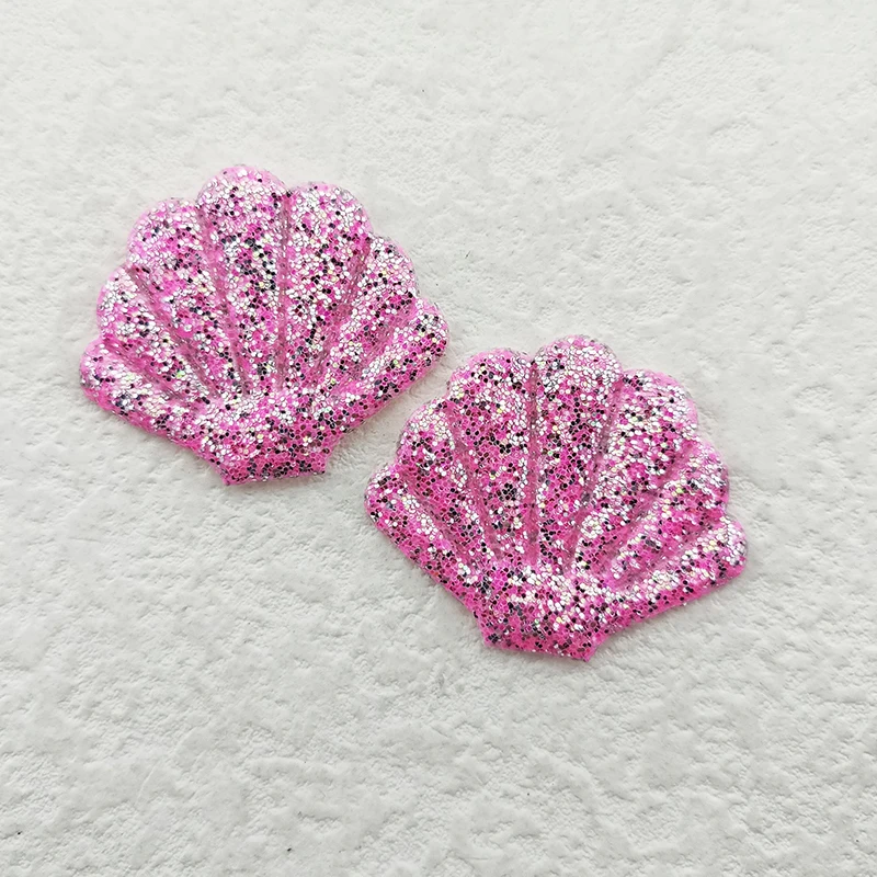 60 Stück 3,5*3 cm glänzende, glitzernde Muschel-Applikationen mit Polsterung für Kleidung, Hüte, Nähzubehör, DIY-Kopfbedeckungen, Haarspangen, Schleifendekorationen und Aufnäher – Detail 12