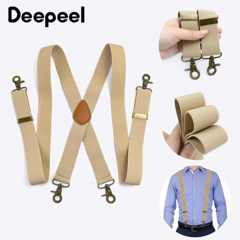 

1Pc Deepeel 3.5*120cm Men's Suspenders Adult Male 4 Clips Elastic Strap Harness Man Pants Suit Suspender Jockstrap Accessories