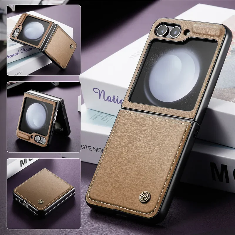 EUCAGR Luxury Magnetic Wallet PU Leather Case For Samsung Galaxy Z Flip 5 Shockproof Card Holder Pocket Cover For Galaxy Z Flip5