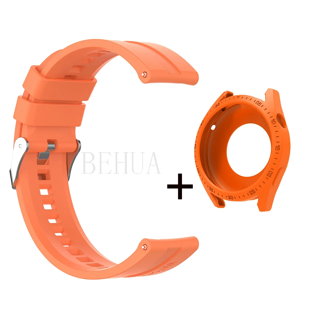 22MM WatchStrap For Huawei Watch GT 3 46mm Smart WristBand GT3 Soft Silicone Wriststrap WatchBand Bracelet with Protector Case