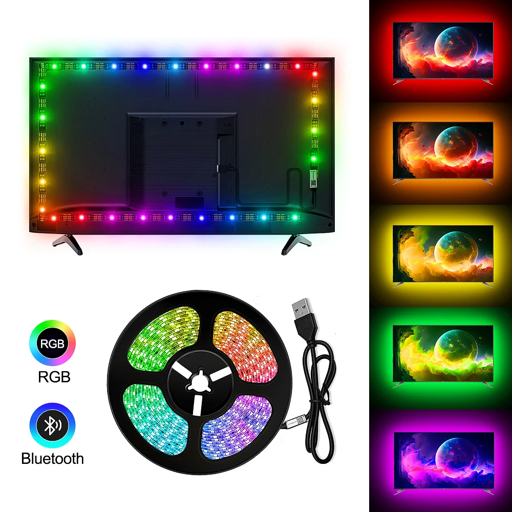 

LED Strip Light,5050 RGB 5V USB LED Tape,Bluetooth APP Control LED TV Backlight,USB Colorful LED Strip for Room Decoration