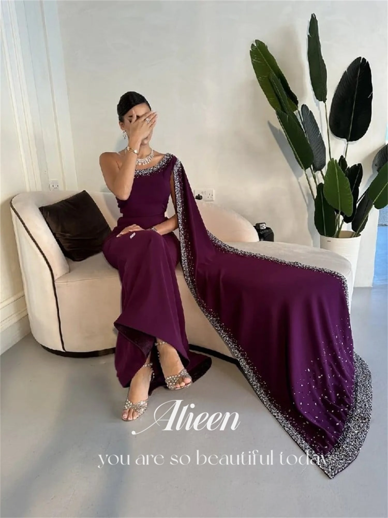 Aileen vestido de baile de Chal rojo púrpura, lujoso vestido de novia brillante, decoración Eid al-fitr, ropa de graduación, vestidos para ocasiones especiales, nuevo