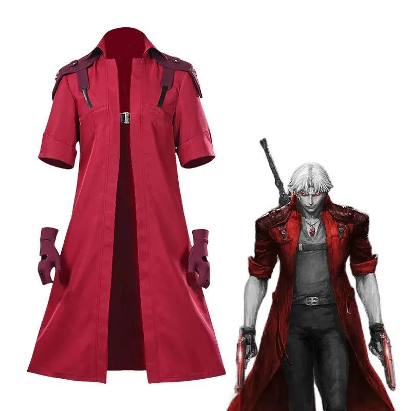 دانتي كوسبلاي DMC 5 دانتي أزياء موحدة تمويه للرجال سترة واقية طويلة قفازات لعب الأدوار ملابس الهالوين كرنفال البدلة