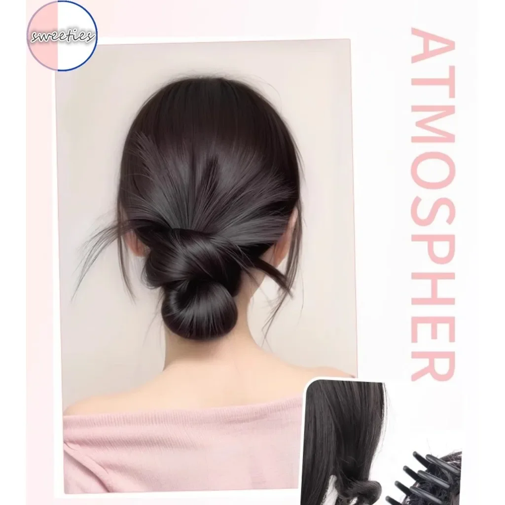 Parrucca sintetica da donna Y2k Chicken Nest Bun Borsa per parrucca dolce ed elegante con bocciolo di fiore pigro in stile coreano