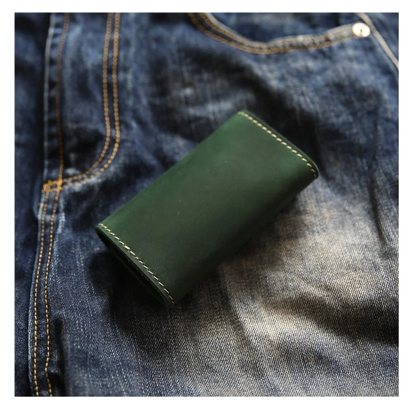 100% Genuine Leather Men Key Wallets Multifunctional Men Key Holder Car Key Pouch Retro Card Holder