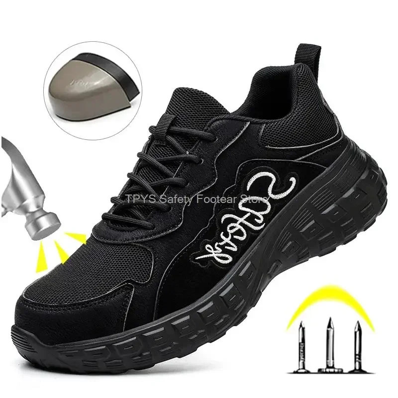 Safety Shoes Men Steel Toe Anti Smash Safety Shoes Anti-Stab Work Boots Men Light Breathable Men Work Shoes Comfortable Sneakers